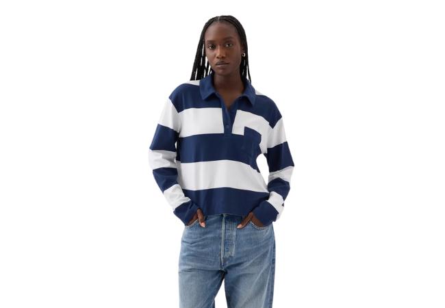 Gap Cropped Rugby Polo Shirt
