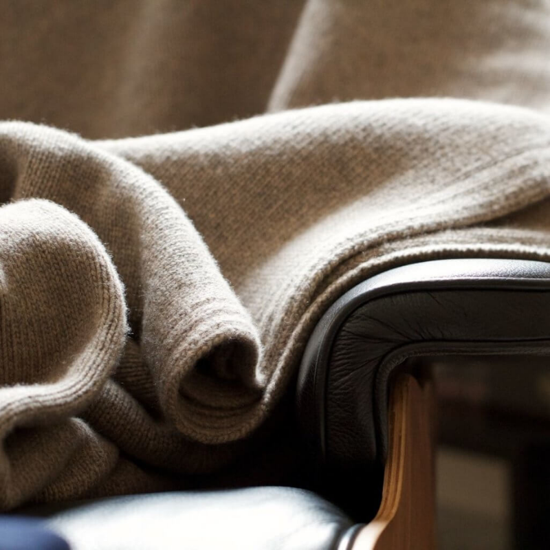 Cozy texture blanket draped