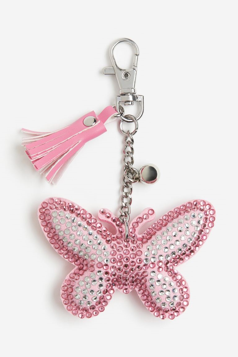 pink sparkly butterfly keychain