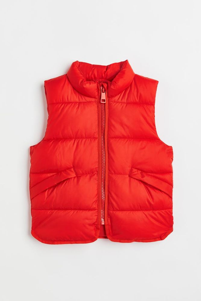 Bright red puffer vest from H&M.