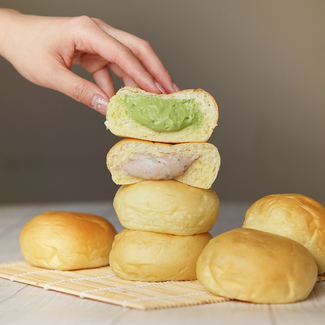 Variety of cream buns from Hattendo