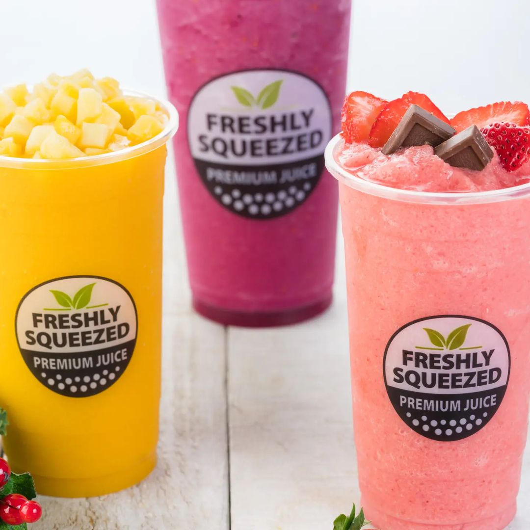 Variety of fruit smoothies from Freshly Squeezed