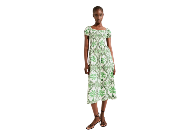 H&M Off-the-shoulder green Poplin Dress