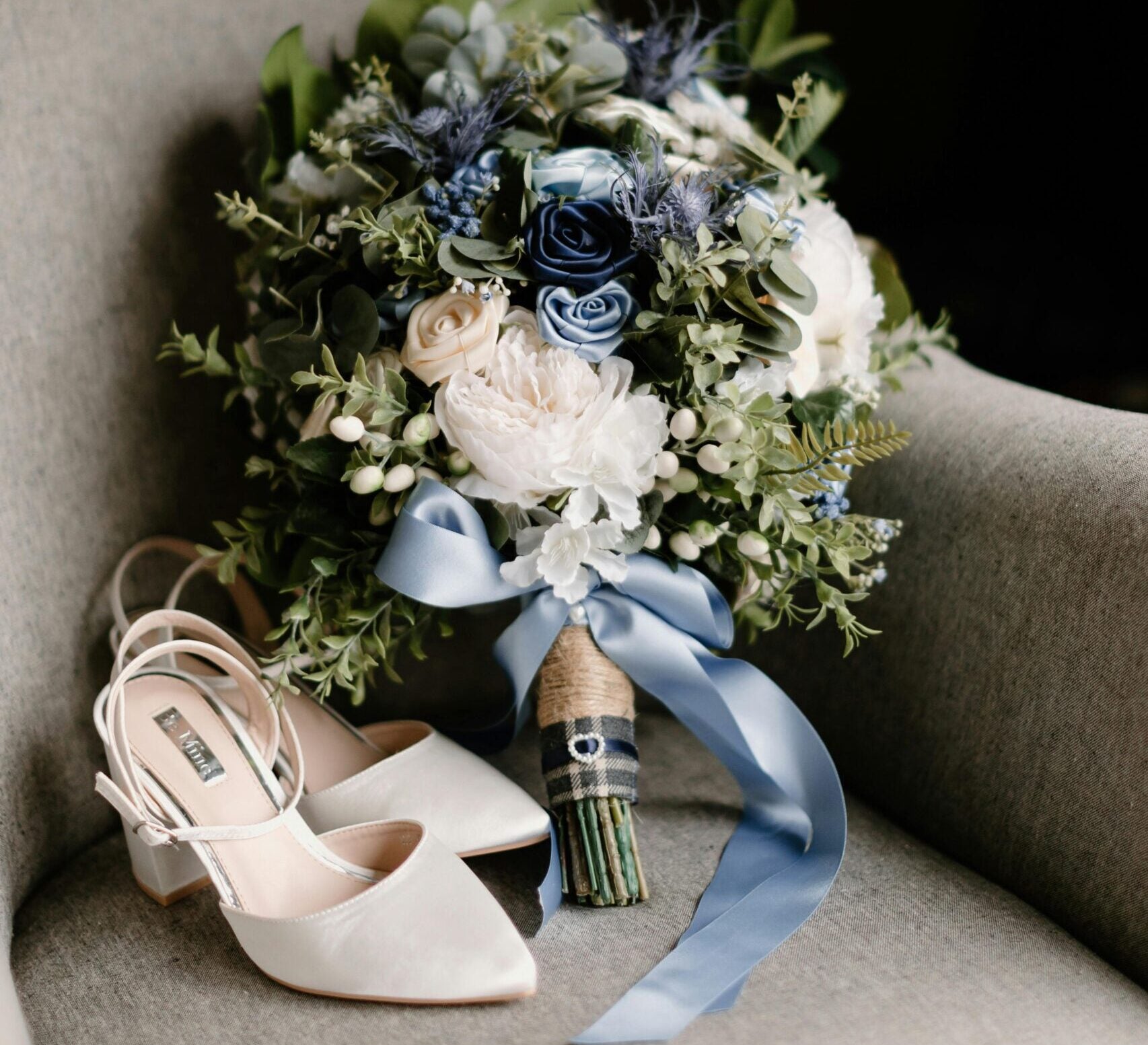 Wedding bouquet with heels