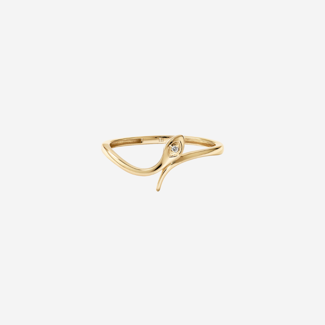 Lunar New Year Snake with Diamond Accent Ring in 10kt Yellow Gold